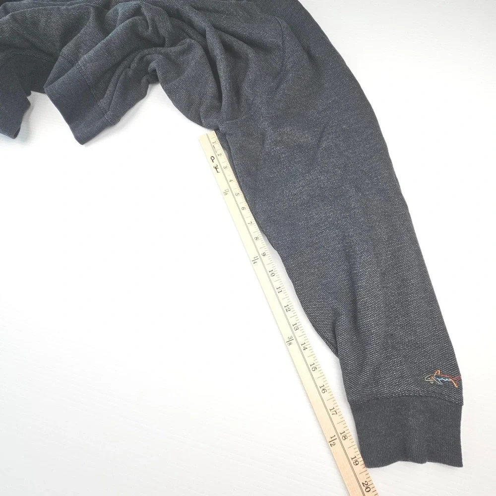 Greg Norman Mens XXL Gray Textured Raglan Crewneck Sweatshirt Shark Pullover